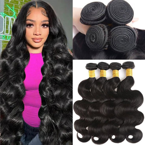 Brazilian Body Wave Human Hair Weave 4 Bundles Virgin Hair Extensions