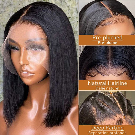 Lemoda Real HD Lace 180% / 250%  Hair Density Virgin Human Hair 13x4 Lace Front Wig Bob Wig