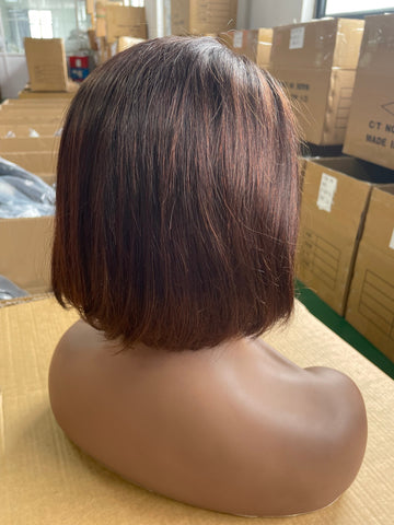 Brown Wig Human Hair Short Bob Wig Straight Hairstyle 180% Density Colored Bob Wig