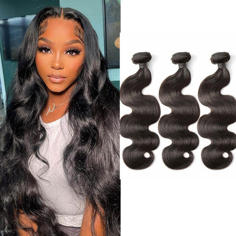 3 Bundles Natural Black Body Wave Brazilian Virgin Hair 10-28 inch 3 Pieces Pack