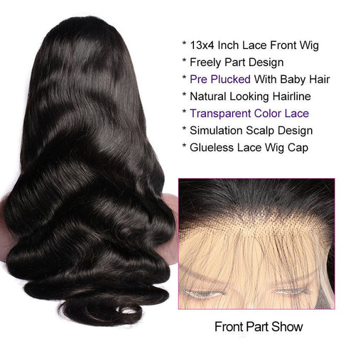 Body Wave Invisible Lace Front Wigs Unprocessed Virgin Human Hair Wigs 180% Density - Lemoda Hair