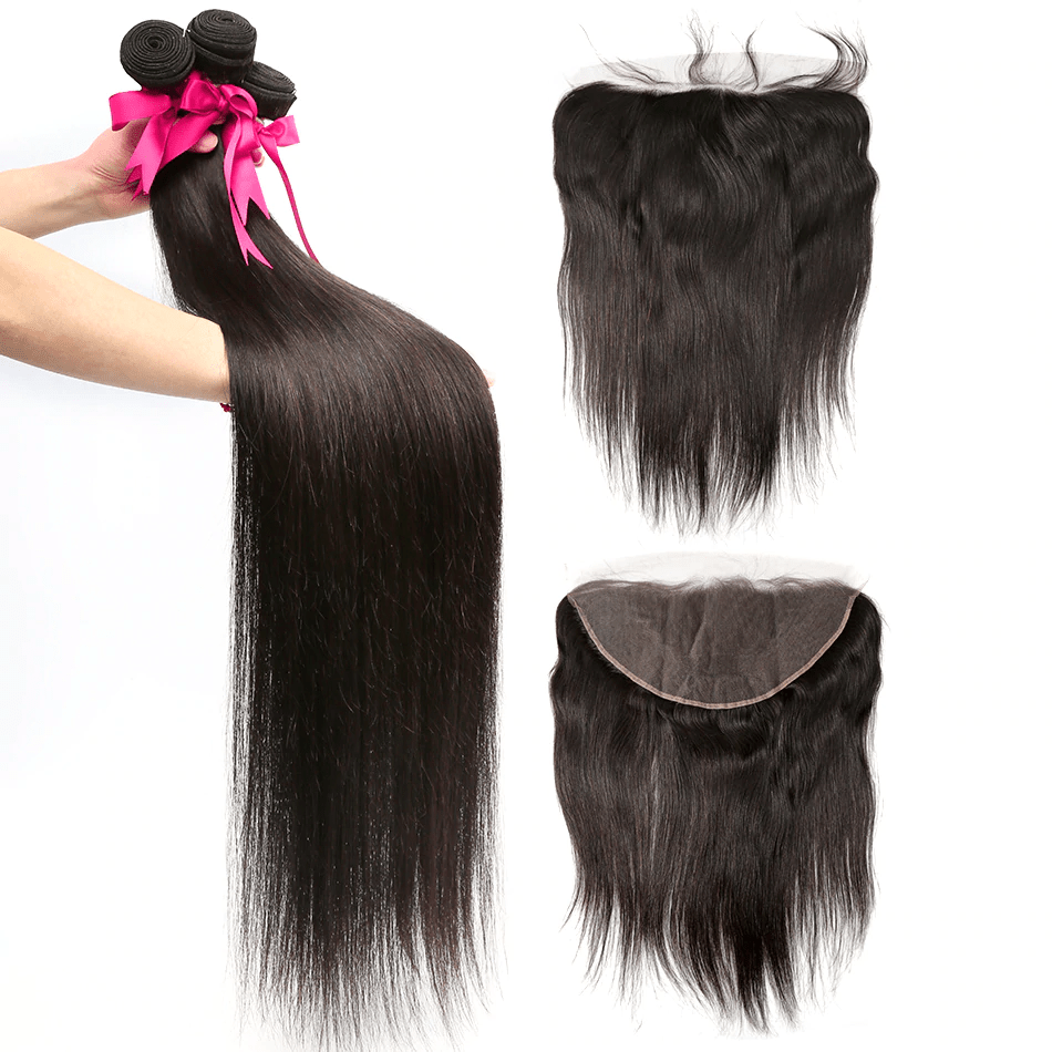 Bone Straight Human Hair 4 Bundles With 13X4 Lace Frontal 100% Remy Human Hair Extension - Lemoda Hair