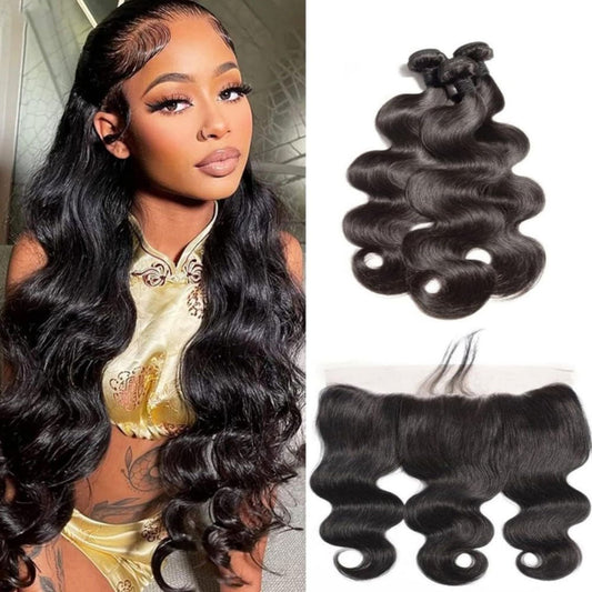 Brazilian Body Wave Hair 3 Bundles With 13x4 Lace Frontal - Lemoda Hair