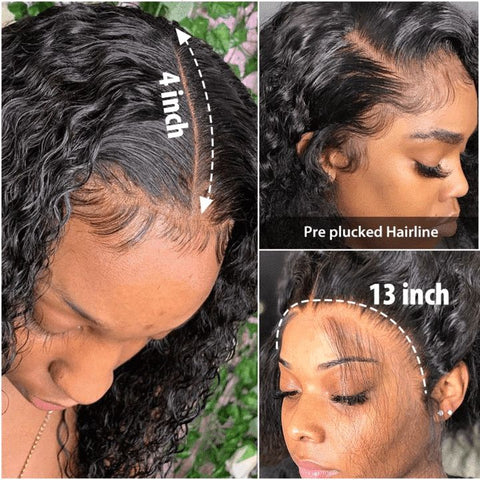 Brazilian Curly Wave Pre Plucked With Natual Hairline Human Hair 13x4 Lace front Wigs - Lemoda Hair