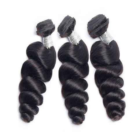 Brazilian Loose Wave 3 Bundles 100% human virgin hair Machine Double Weaving Hair Extension - Lemoda Hair