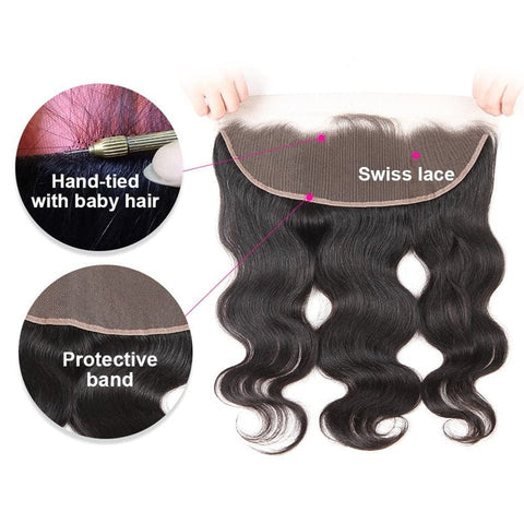 Brazilian Virgin Human Hair Body Wave 4 Bundles With 13x4 Lace Frontal - Lemoda Hair