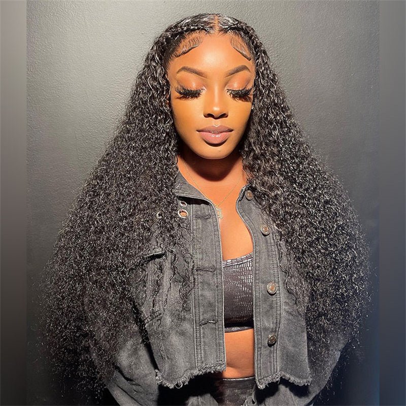 Curly Human Hair Transparent Lace Front Wig 6X6 Lace Closure Wig Pre Plucked For Women 210% Density - Lemoda Hair