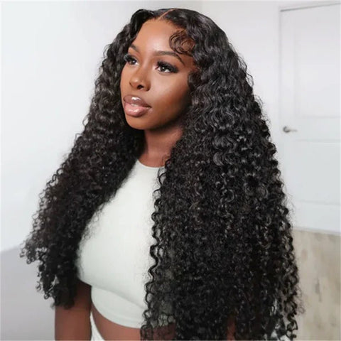 Curly Human Hair Transparent Lace Front Wig 6X6 Lace Closure Wig Pre Plucked For Women 210% Density - Lemoda Hair