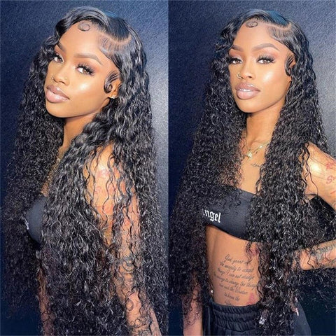 Curly Human Hair Transparent Lace Front Wig 6X6 Lace Closure Wig Pre Plucked For Women 210% Density - Lemoda Hair