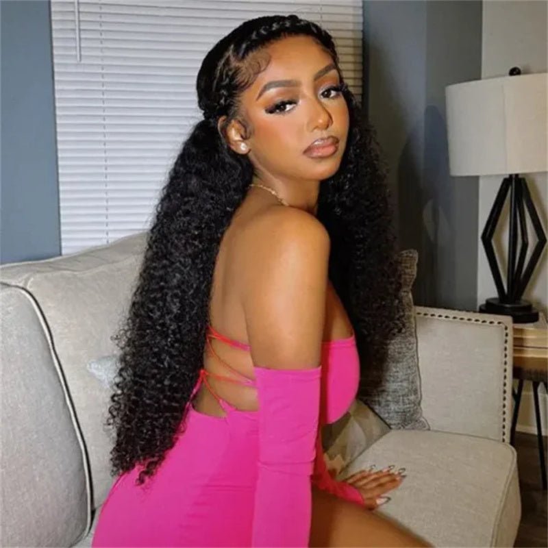 Curly Human Hair Transparent Lace Front Wig 6X6 Lace Closure Wig Pre Plucked For Women 210% Density - Lemoda Hair