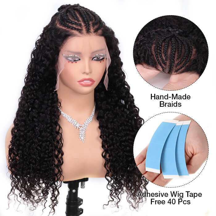 Curly Pre Braided Lace Front Wig 13x6 Full Lace Pre Bleached Wig - Lemoda Hair