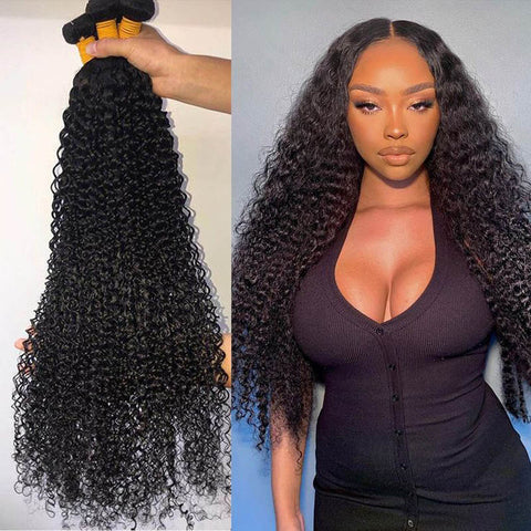 Kinky curly 3 bundles human hair