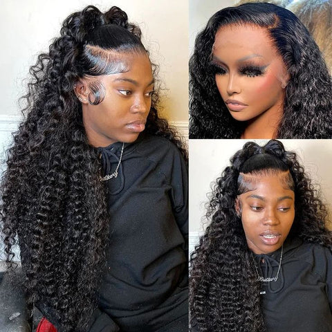 Lemoda 360 Lace Frontal Wigs Water Wave Bleached Knots Invisi-Strap Breathable Human Hair Wigs