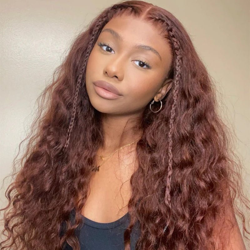 Dark Brown Water Wave 13x4 Transparent Lace Front Human Hair Wigs Pre Plucked With Baby Hair - Lemoda Hair