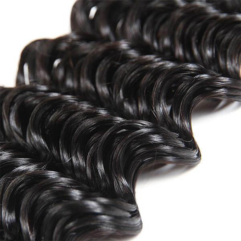 Deep Wave Brazilian Hair Bundles With 13x4 Lace Frontal - Lemoda Hair