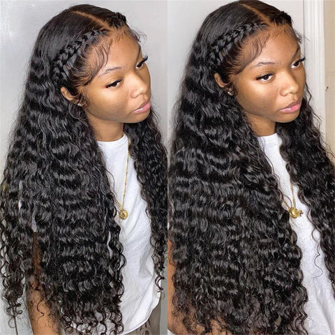  Deep Wave 6x6 Lace Closure Wigs 210% density