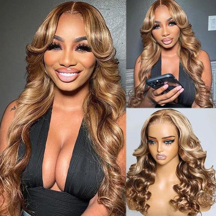 Fast Delivery Lemoda Black Girl Honey Brown p4/27 Highlights 13x4 13x6 Full Lace Frontal Wig 180% Hair Density - Lemoda Hair