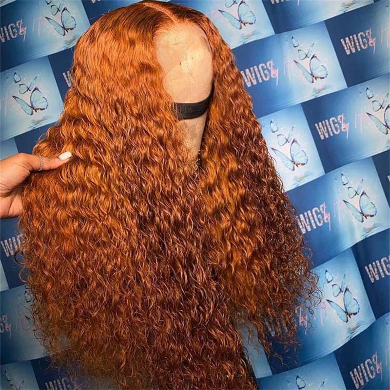 Ginger Orange 13x6 Colored Water Wave Transparent Lace Front Wigs For Black Women 180% Density - Lemoda Hair