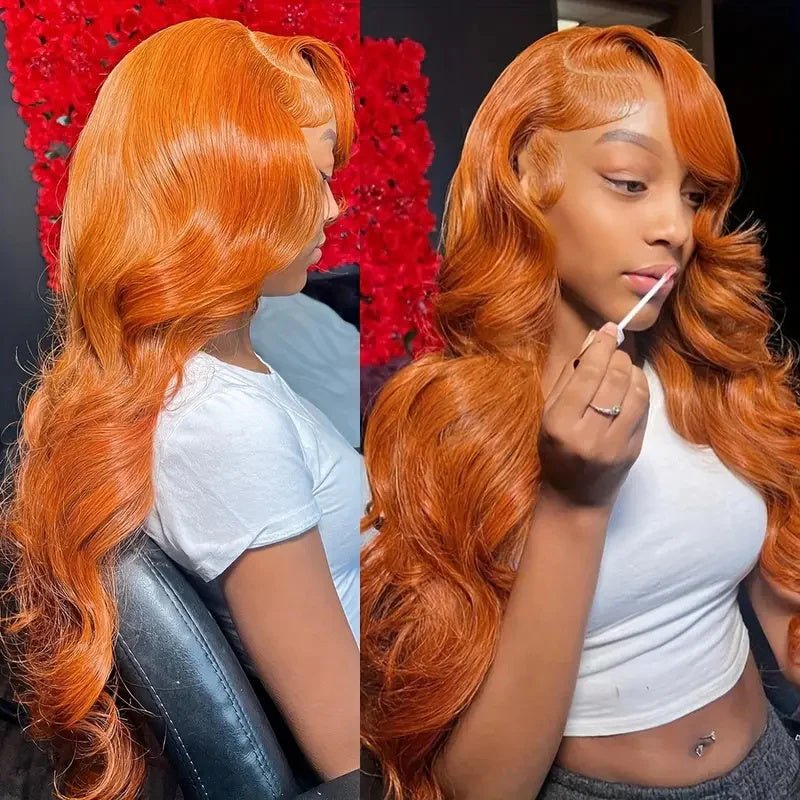 Ginger Orange Hair Bundles with Closure 4x4 Body Wave/Straight Human Hair Bundles with Closure - Lemoda Hair