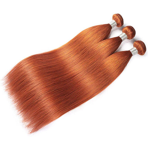 Ginger Orange Hair Bundles with Closure 4x4 Body Wave/Straight Human Hair Bundles with Closure - Lemoda Hair