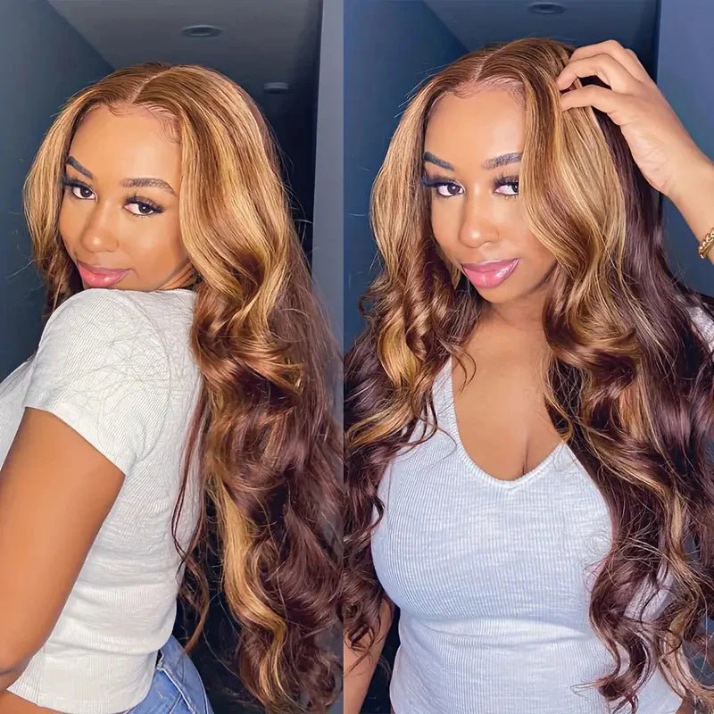 Highlight Body Wave Hair Brazilian Human Hair 3 Bundles with Frontal 13x4 Lace Closure - Lemoda Hair