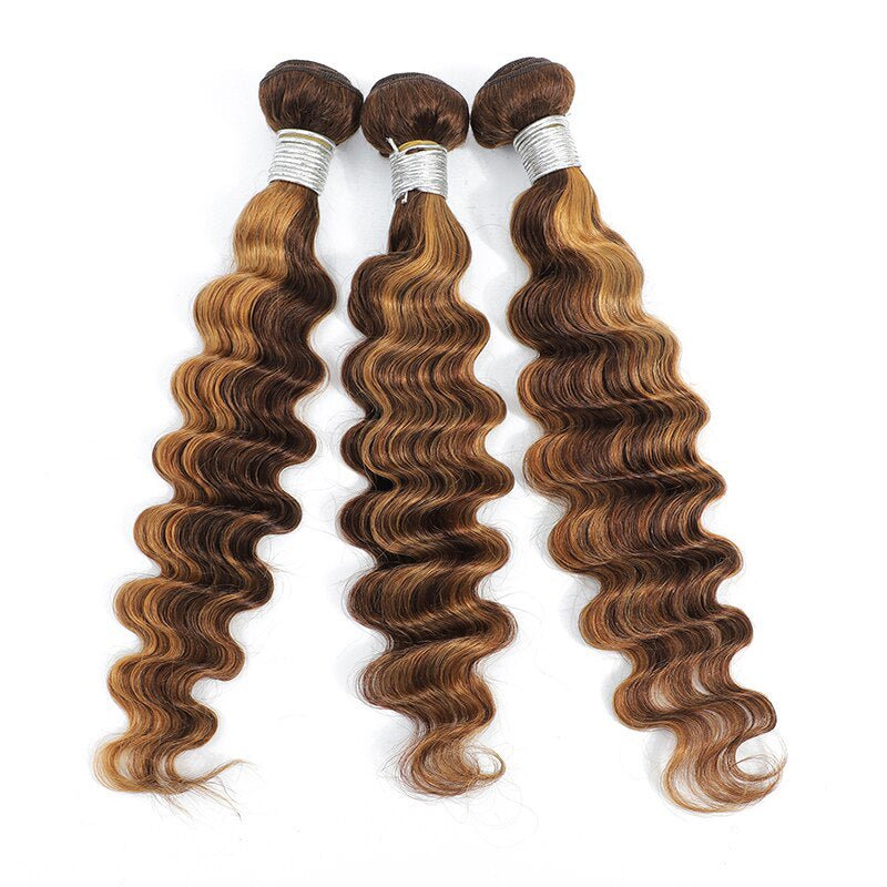 Highlight P4/27 Loose Deep 3 Bundles With 13x4 Transparent Lace Frontal 100% Human Hair - Lemoda Hair