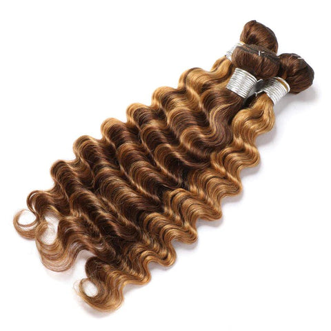 Highlight P4/27 Loose Deep Wave 3 Bundles With 4x4 Lace Closure 100% Real Human Hair - Lemoda Hair