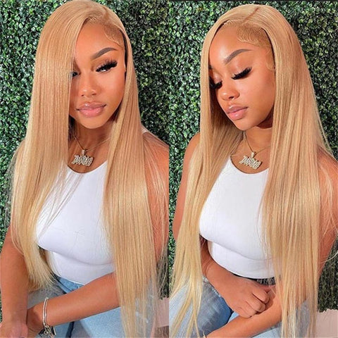 Honey Blonde 13x4 Lace Front Wigs Human Hair Straight Transparent Lace Front Wigs Pre Plcuked With Baby Hair - Lemoda Hair