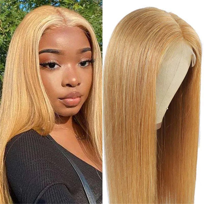 Honey Blonde 13x4 Lace Front Wigs Human Hair Straight Transparent Lace Front Wigs Pre Plcuked With Baby Hair - Lemoda Hair