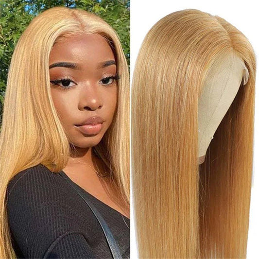 Honey Blonde 13x4 Lace Front Wigs Human Hair Straight Transparent Lace Front Wigs Pre Plcuked With Baby Hair - Lemoda Hair