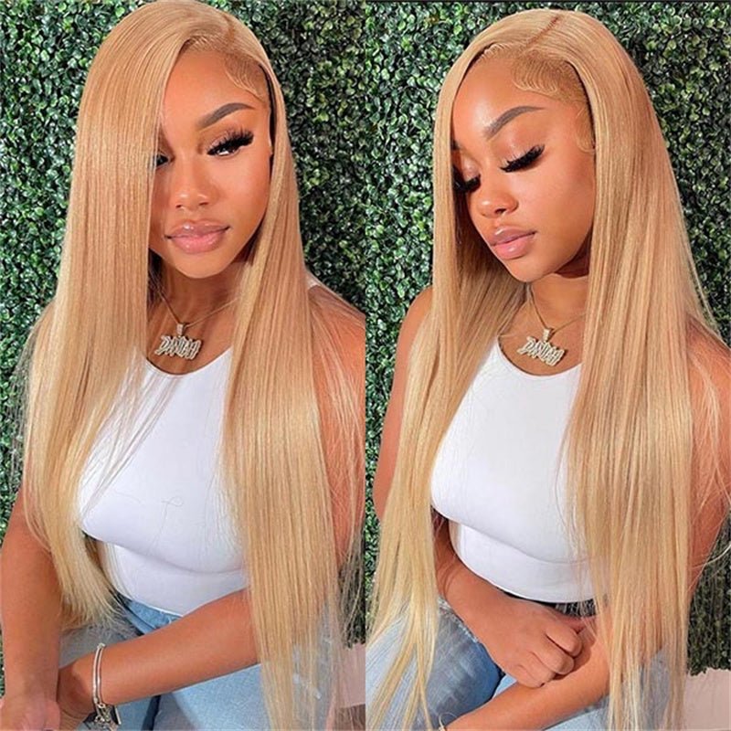 Honey Blonde Straight Wig Human Hair 13x6 Transparent Lace Front Wig Human Hair Pre Plucked With Baby Hair - Lemoda Hair