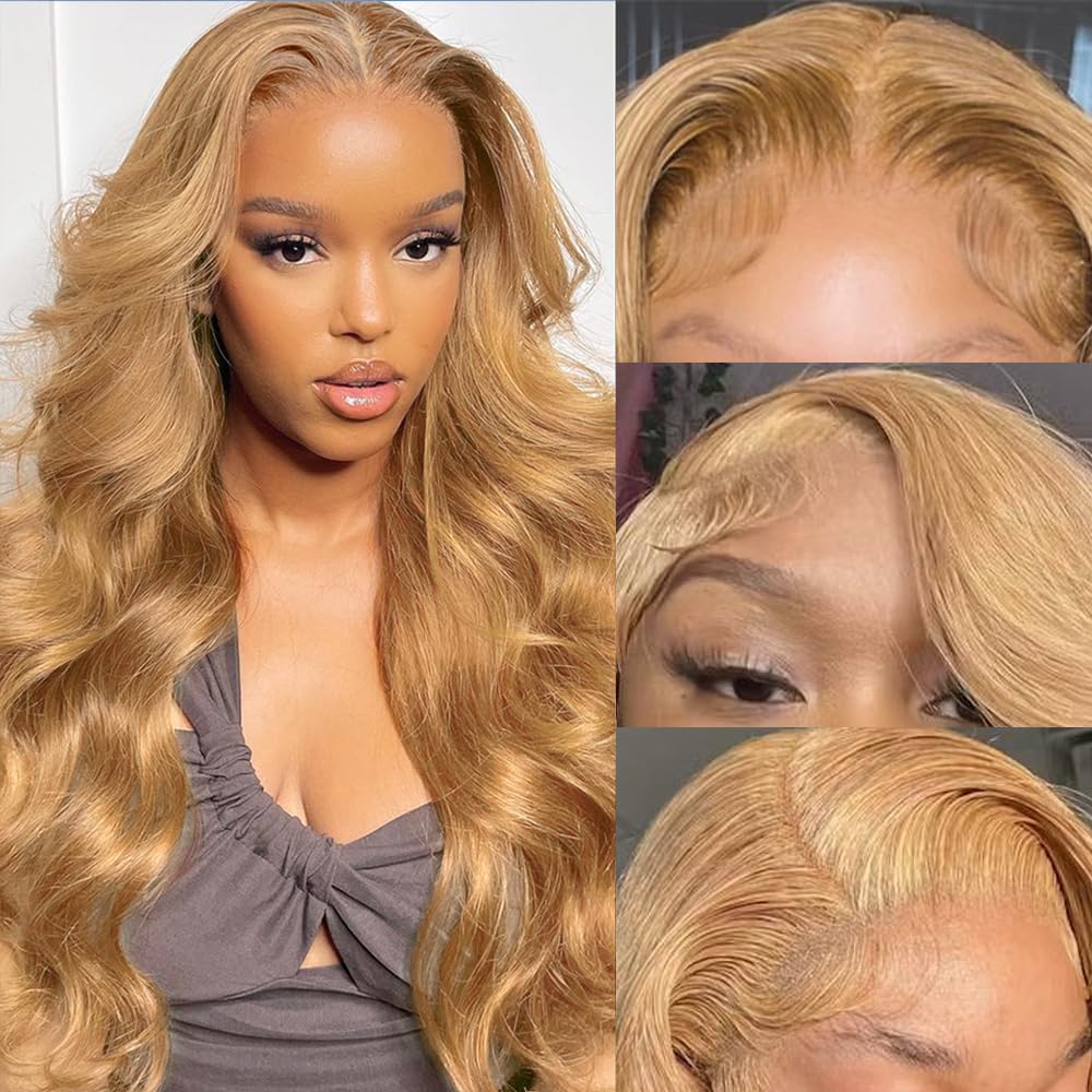 Honey Blonde Wig Human Hair Pre Plucked 13x6 Lace Front Wigs Body Wave Wigs Human Hair With Baby Hair - Lemoda Hair