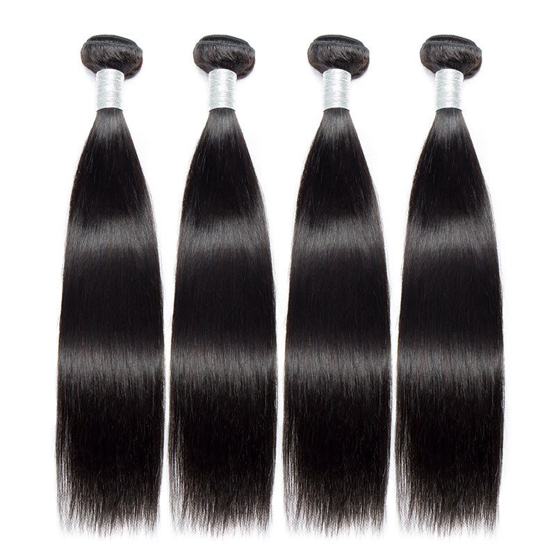 Indian 100% Virgin Human Hair 4pcs/pack Straight Hair Bundles With 13*4 Lace Frontal - Lemoda Hair