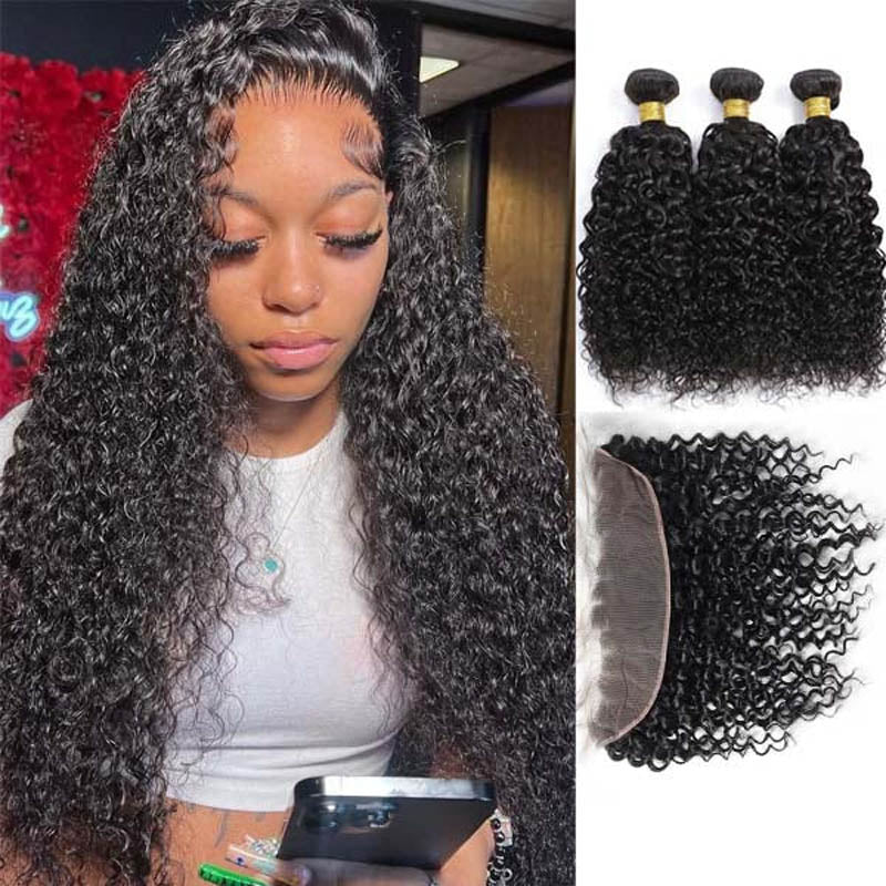 Kinky Curly 13x4 Lace Frontal with 3 bundles Human Virgin Hair - Lemoda Hair