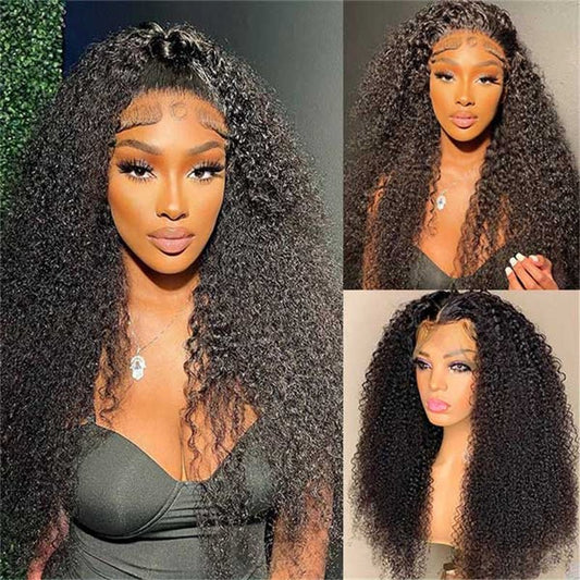 Kinky Curly Wig Human Hair 13x4 Transparent Lace Front Wigs Human Hair Pre Plucked 180% Density - Lemoda Hair