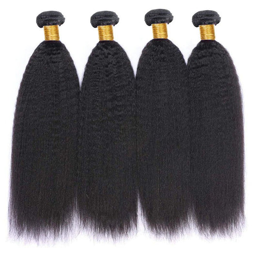 Kinky Straight Hair 4 Bundles With 4x4 Lace Closure Human Hair - Lemoda Hair