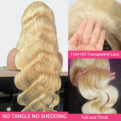 Lemoda 13x4 Full Lace Front Wig 613 Blonde HD Transparent Lace Body Wave Hair With Pre-plucked Natural Hairline