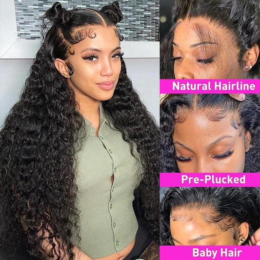 Lemoda 13x4 Lace front Wigs Human Hair Water Wave 180% Hair Density Brazilian Human Remy Hair - Lemoda Hair