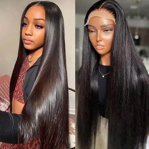 Lemoda 13x4 Lace Frontal wigs Human Hair Straight Natural Color Transprent Lace for Black Women - Lemoda Hair