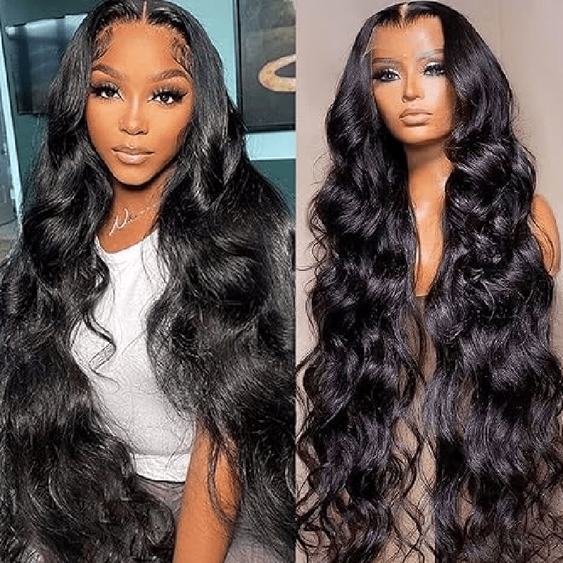 Lemoda 13x6 Body Wave HD Lace Front Wigs Human Hair for Women 180% Density Virgin Human Hair Wig with Baby Hair Natural Black - Lemoda Hair