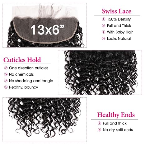 Lemoda 13x6 HD Transparent Lace Frontal Ear to Ear Water Wave Natural Black - Lemoda Hair