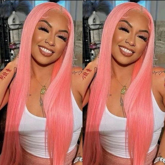 Lemoda 13x6 Lace Frontal Human Hair Wig 180% Density Party Pink Transparent HD Lace Wig - Lemoda Hair