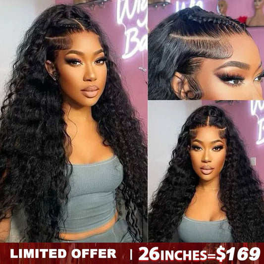 Lemoda 13x6 Lace Frontal Wig Human Hair Deep Wave Pre Plucked Hairline 180% Density Virgin Human Hair - Lemoda Hair