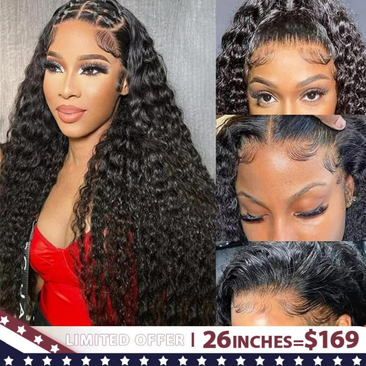 Lemoda 13x6 Lace Frontal Wig Human Hair Deep Wave Pre Plucked Hairline 180% Density Virgin Human Hair - Lemoda Hair