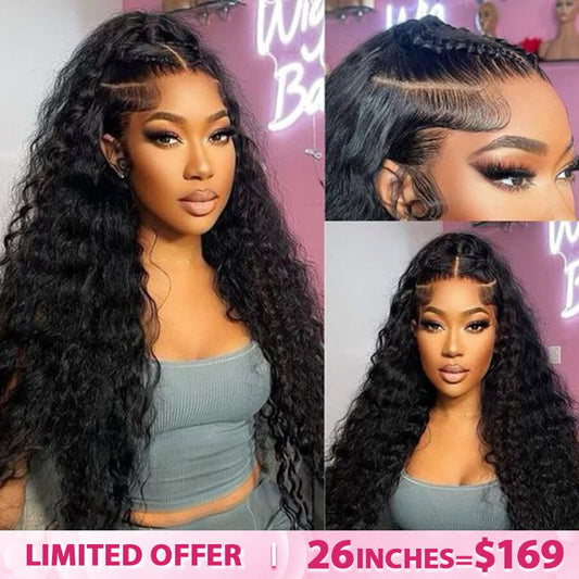 Lemoda 13x6 Lace Frontal Wig Human Hair Deep Wave Pre Plucked Hairline 180% Density Virgin Human Hair - Lemoda Hair