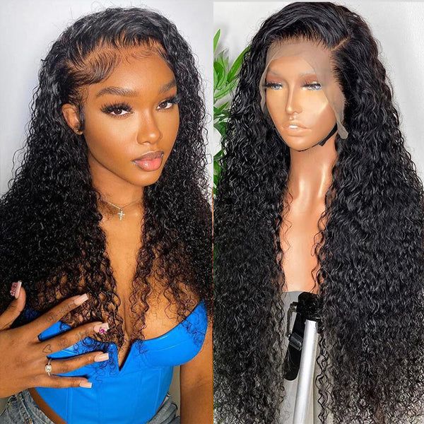 Lemoda 180% Thick Density Curly Wave Transparent Lace 13x4 Lace Frontal Wigs Human Hair - Lemoda Hair