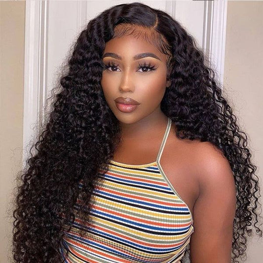 Lemoda 180% Thick Density Curly Wave Transparent Lace 13x4 Lace Frontal Wigs Human Hair - Lemoda Hair