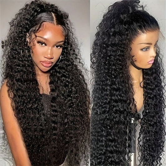 Lemoda 210% Density 12A Virgin 13x6/13X4 Deep Wave Full Lace Frontal Wig Human Hair 13x6/13X4 Water Wave Wigs Human Hair HD Transparent Curly Lace Front Wigs Brazilian Wet and Wave Lace Wig - Lemoda Hair