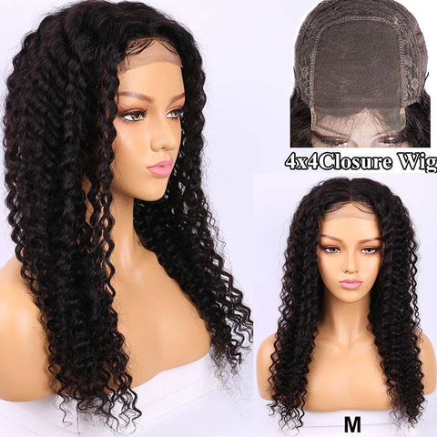 Lemoda 30 Inches Long and Black Curly Human Hair Wigs For Women 4x4 Lace Closure Wig - Lemoda Hair