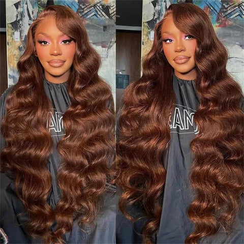 Lemoda #4 Brown Glueless Body Wave 13x4 Lace Front Wig Chocolate Brown Colored Human Hair Wigs - Lemoda Hair